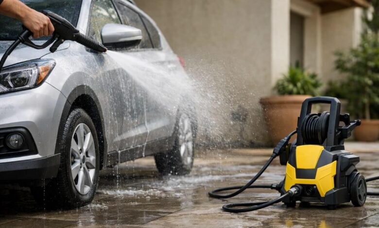 غسيل سيارة في المنزل باستخدام ماكينة غسيل سيارات للاستخدام المنزلي