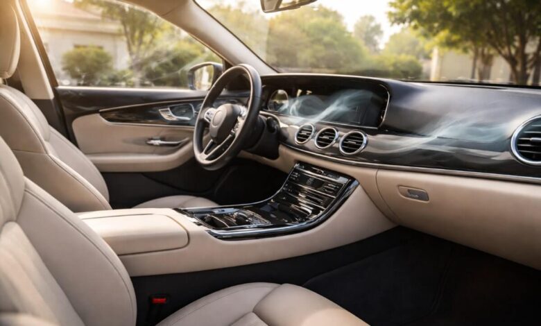 داخل سيارة نظيف ومنعش يعكس استخدام معطر سيارة يدوم طويلًا للاستخدام المنزلي