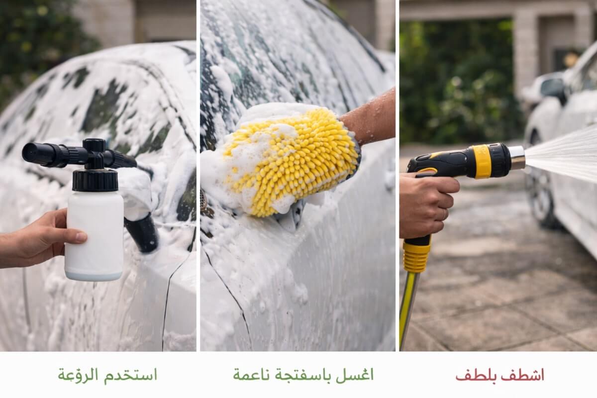 تسلسل صحيح لاستخدام أدوات غسيل السيارة في المنزل خطوة بخطوة