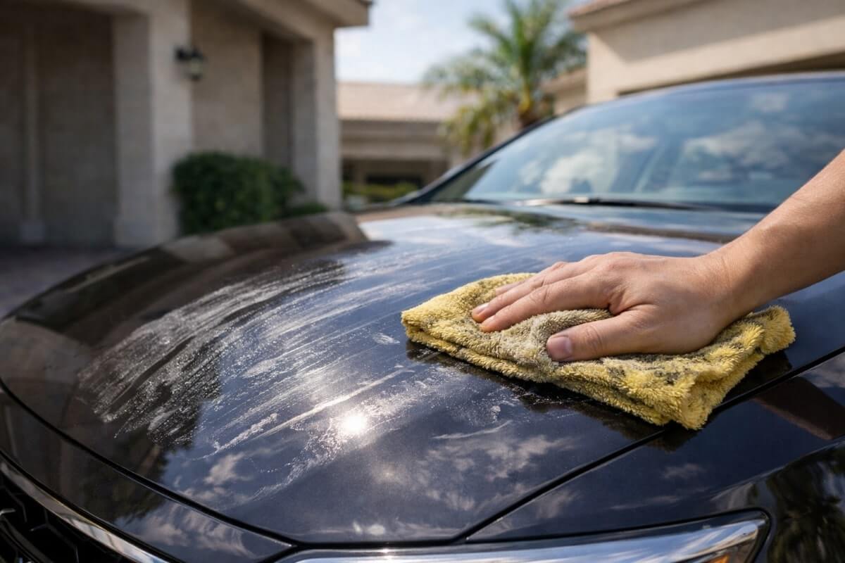 خطأ شائع عند استخدام شمع السيارات بخاخ باستخدام منشفة متسخة على الطلاء