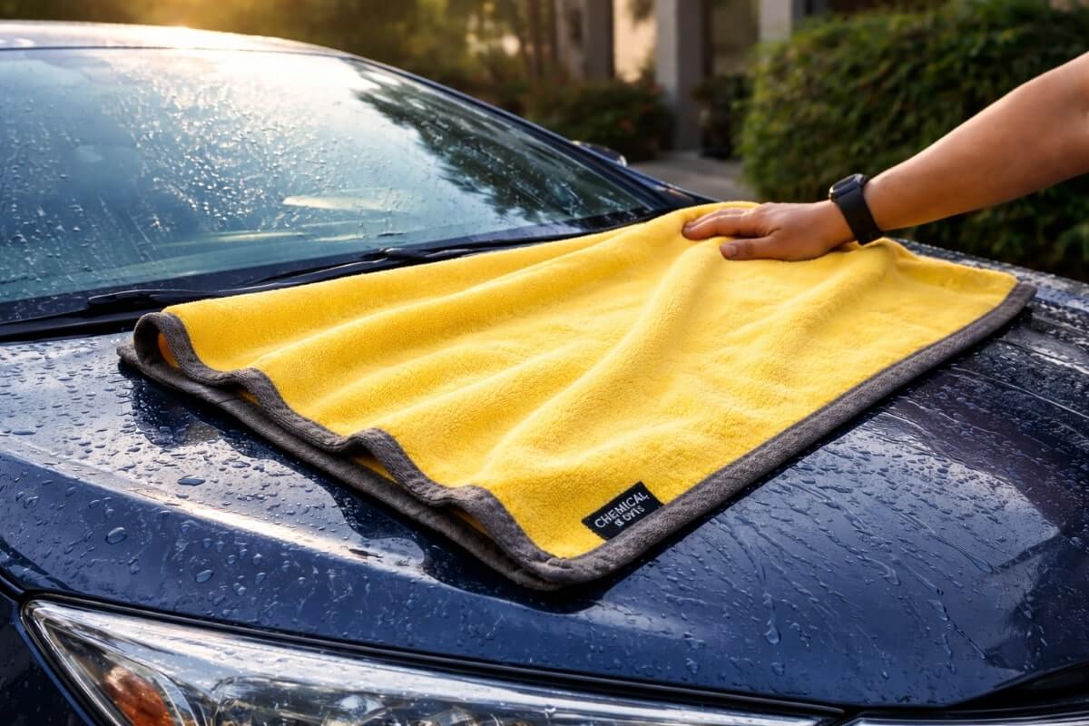 تجفيف سيارة باستخدام منشفة ألياف دقيقة ميراكل دراي بطريقة صحيحة بدون ضغط