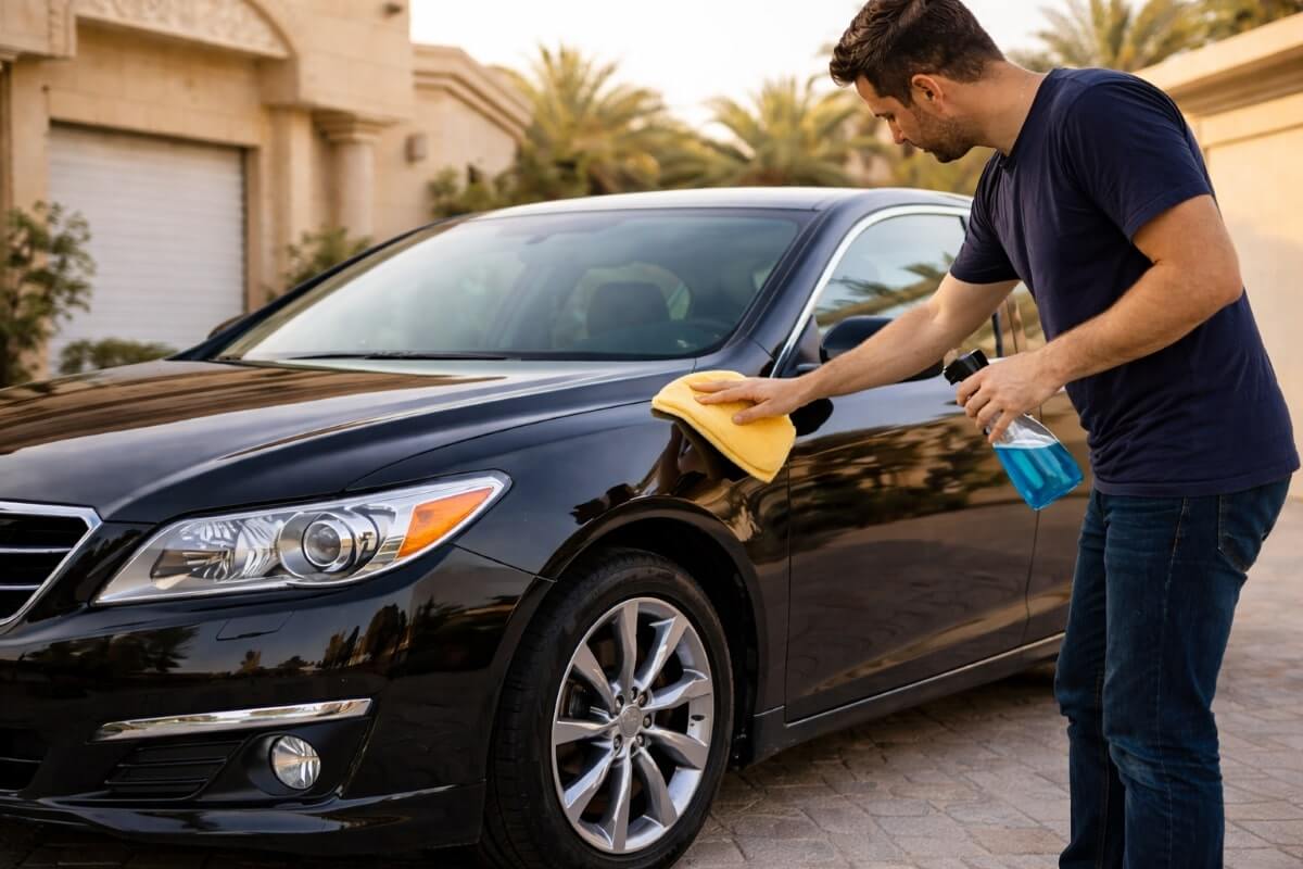 تنظيف خفيف للهيكل الخارجي للسيارة في البيت بدون غسيل كامل