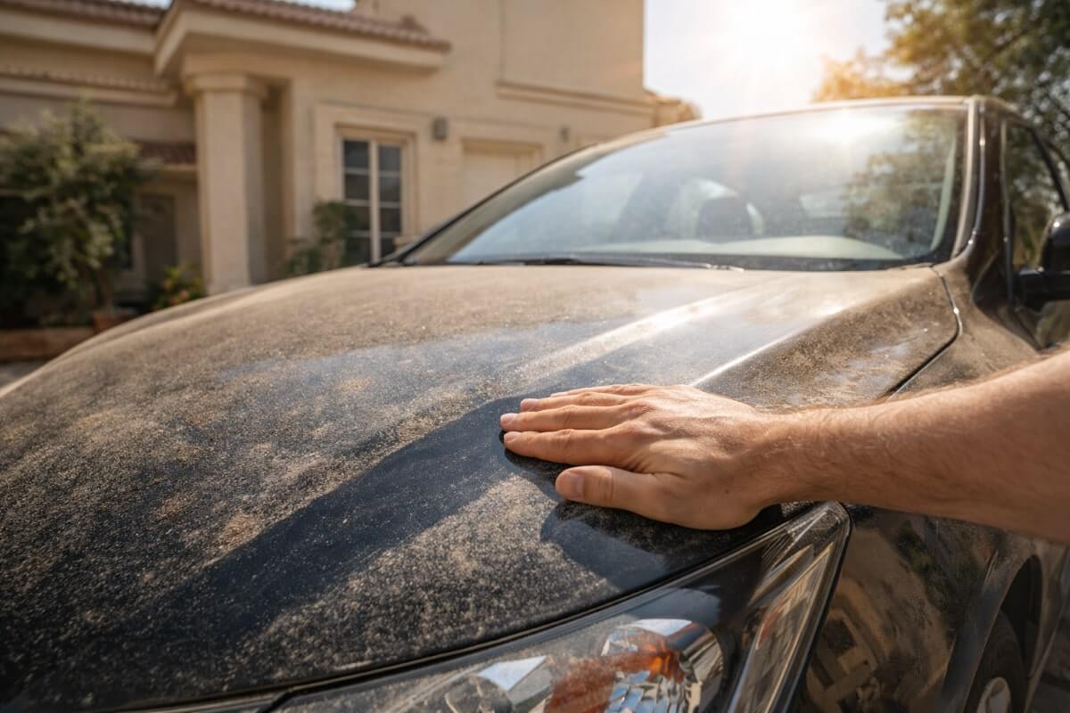 لمس هيكل السيارة المغطى بالغبار قبل الغسيل يؤدي إلى خدوش دقيقة