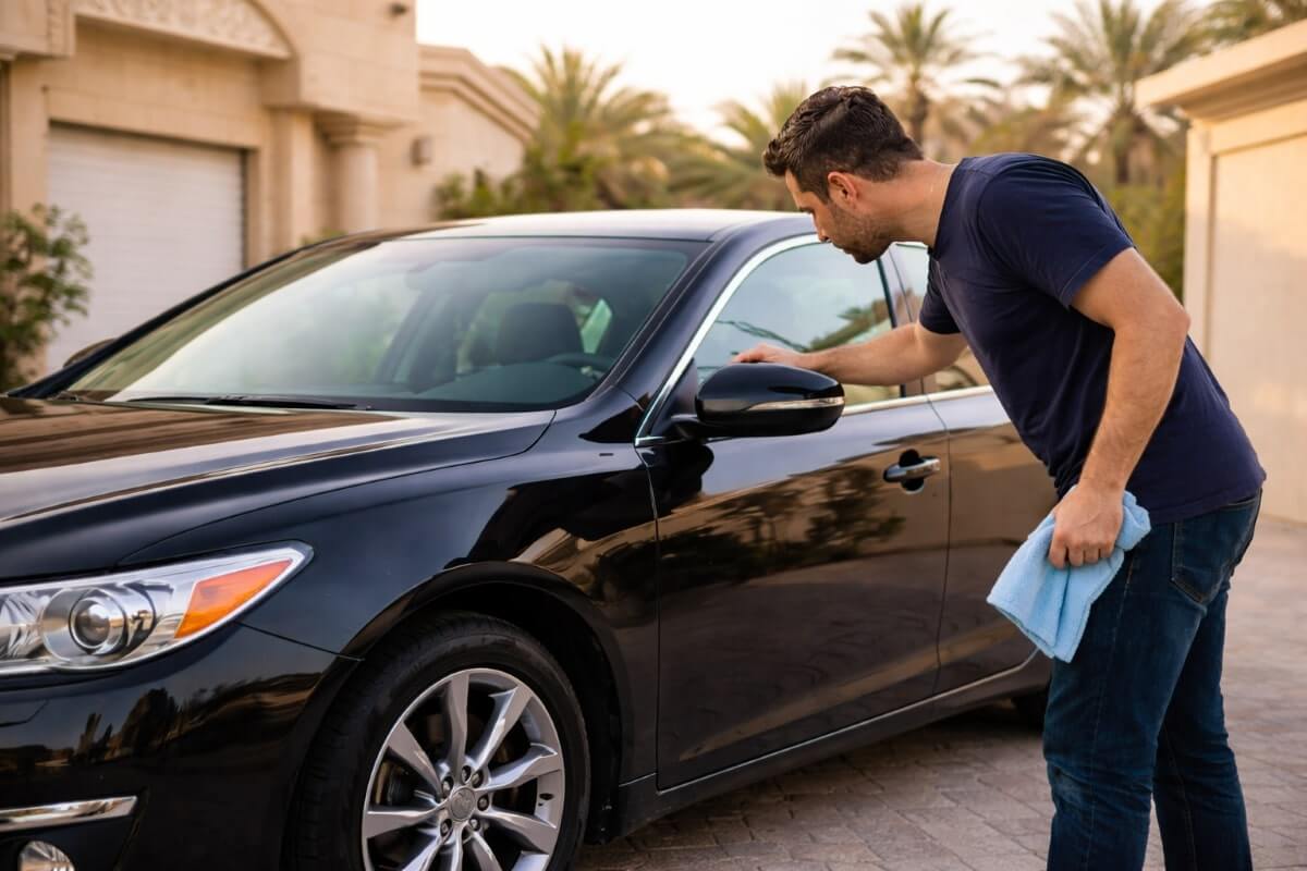 فحص سريع للهيكل الخارجي للسيارة قبل التنظيف في البيت 